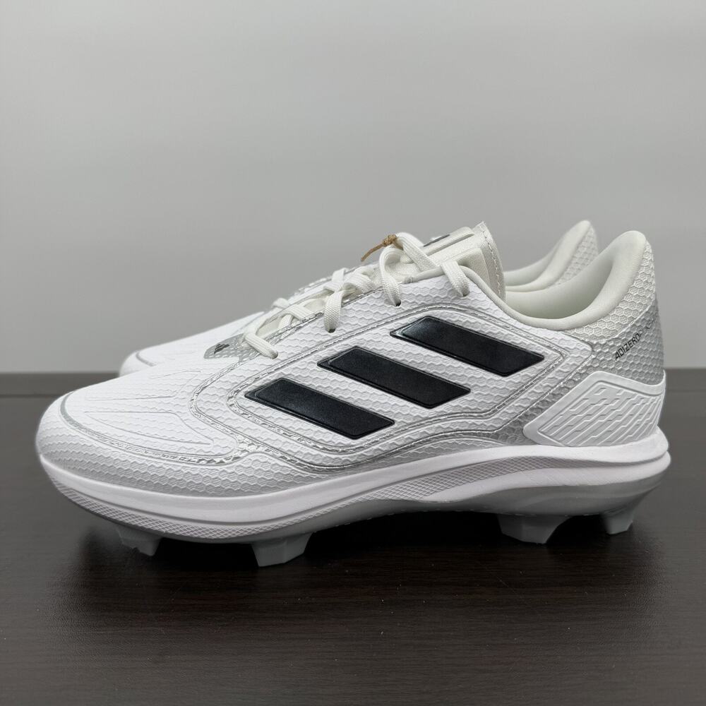 Adizero PureHustle 3 TPU Softball Cleats Adidas White Black Silver IG7137 Sz 9.5